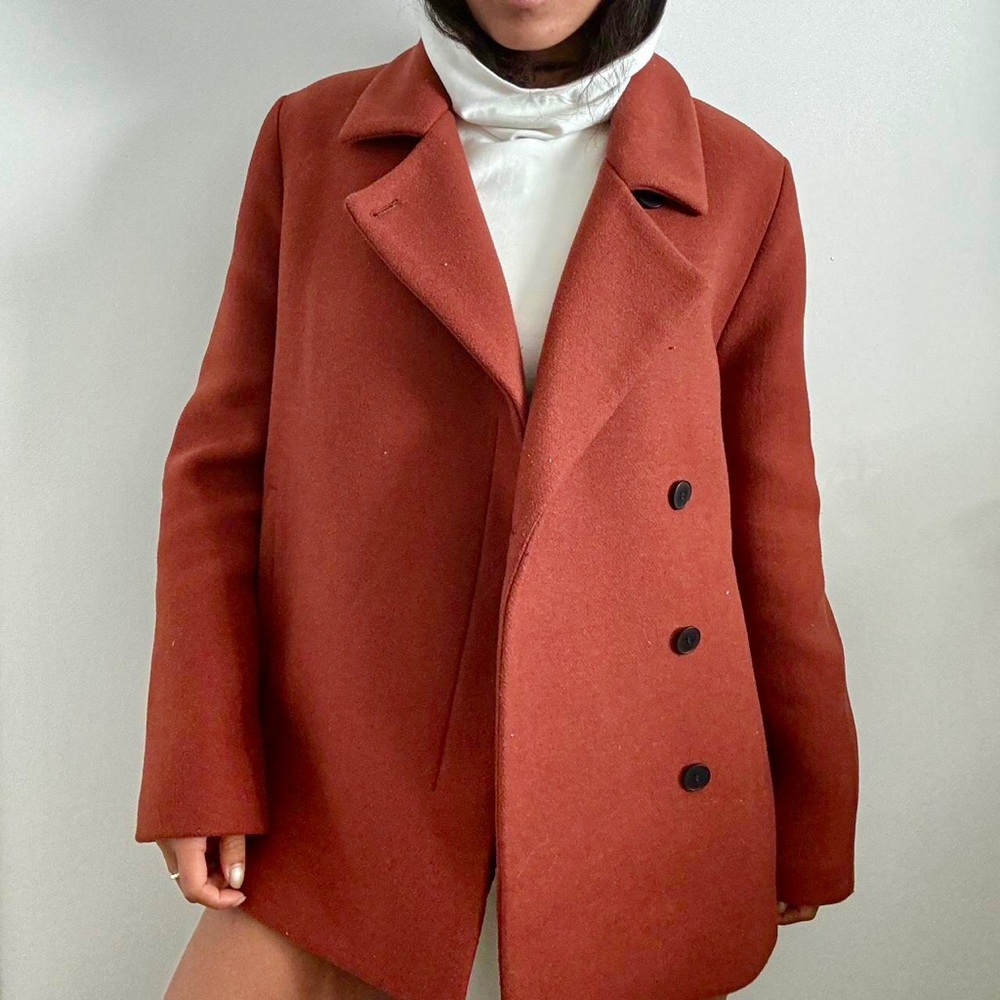 OAK + FORT Fall Women's Rusty brown wool blend Jacket Short Swing Coat Large